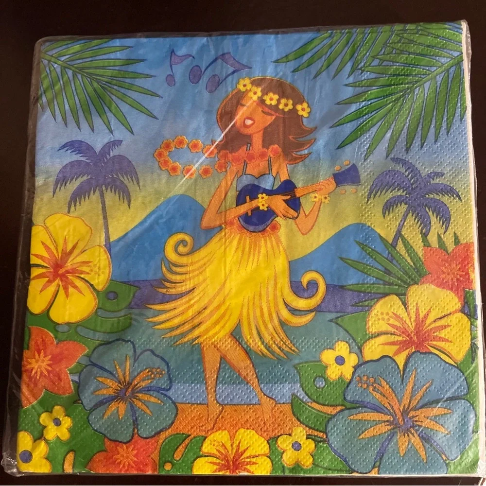 40~Hula Girl Hawaiian Luau Tiki Party Napkins (2 packs of 20 napkins in each)